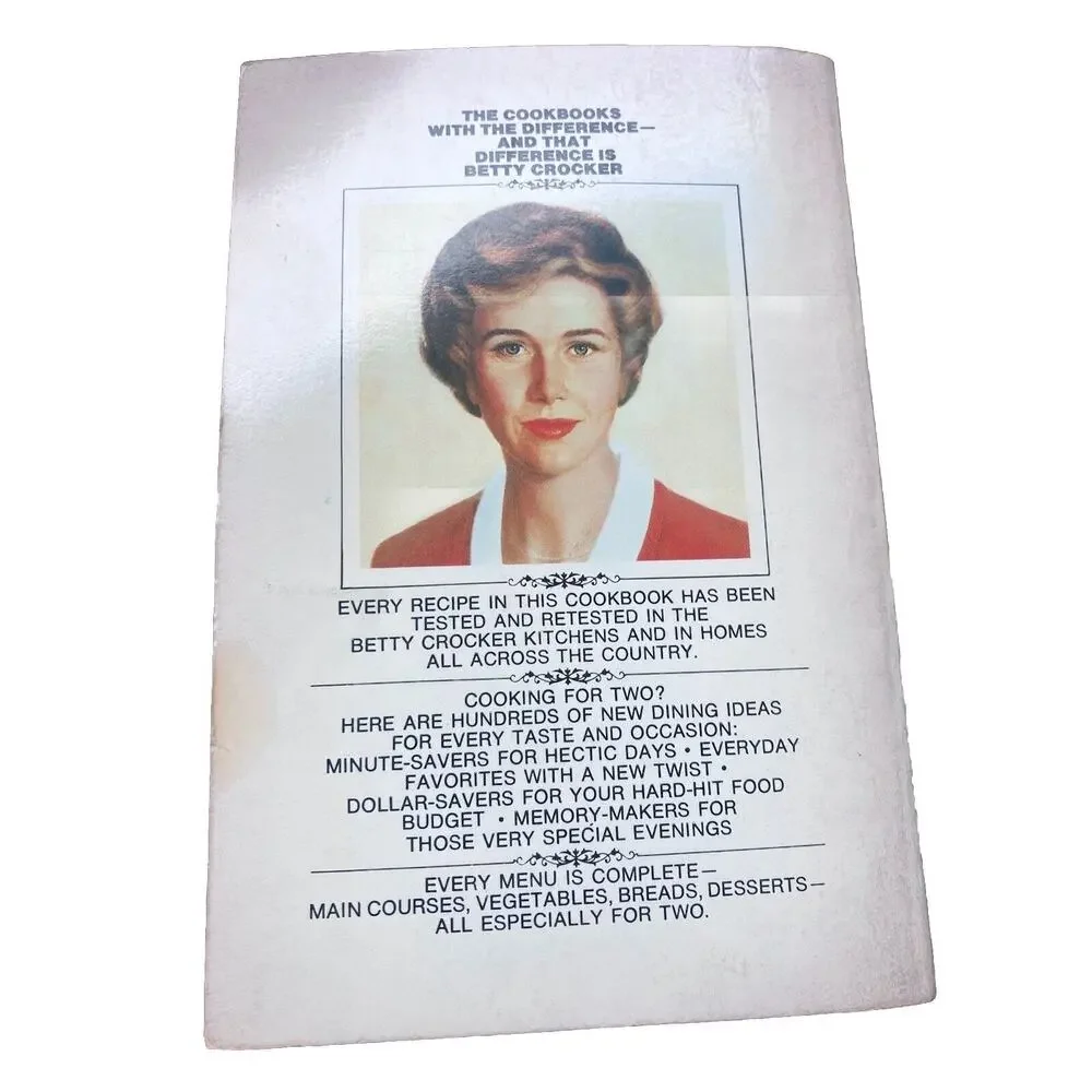 Selections from Betty Crocker's Dinner for Two Cookbook Recipes 1982 Pocket Size